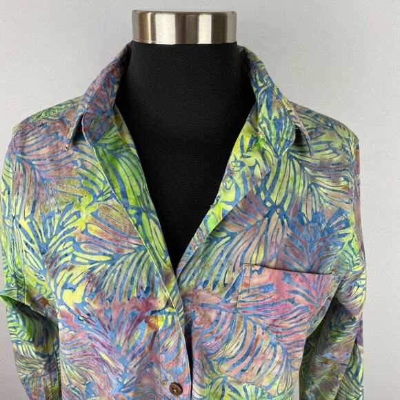 Pete Huntington Shirt Womens Button Down Funky Artsy Vacation Hawaiian Travel M - Picture 2 of 7